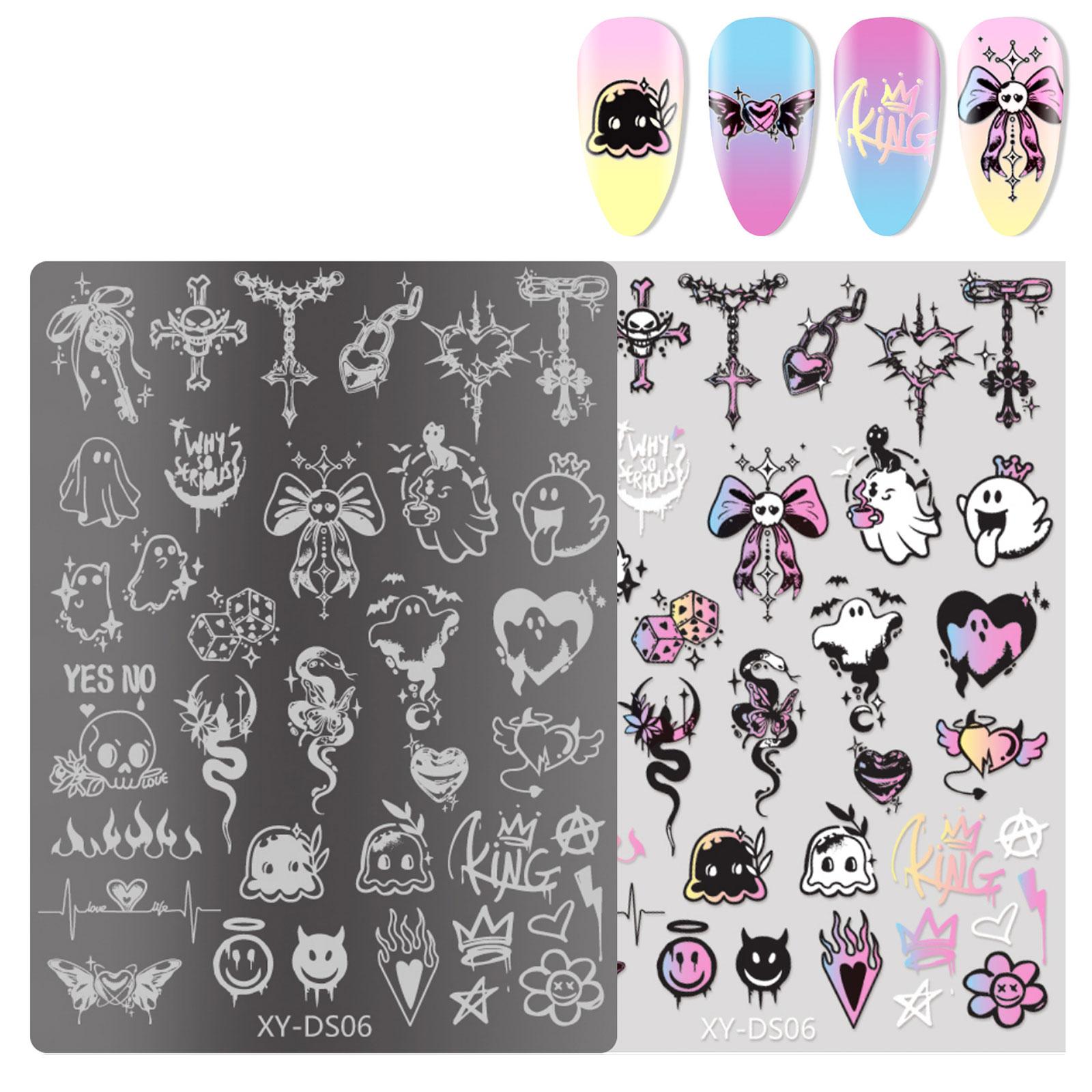 

Шаблоны штампов для ногтей в виде бабочек Пластины для штамповки ногтей с французским типсом Инструмент для маникюра Шаблон для ногтей с цветами Штамп для трафарета 6