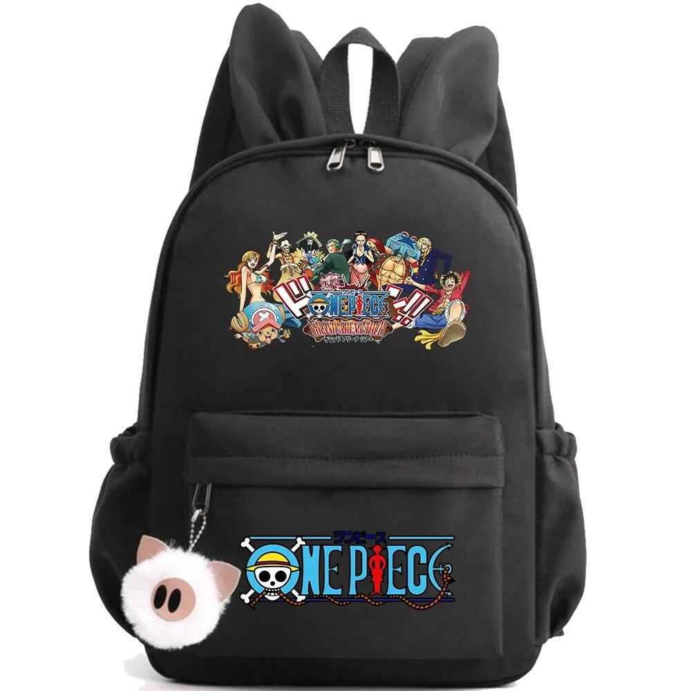 Anime Printed One Piece Backpack Knapsack Kids Boy Girl School Bag Teenager Student Cartoon Bookbag Outdoor Rucksack