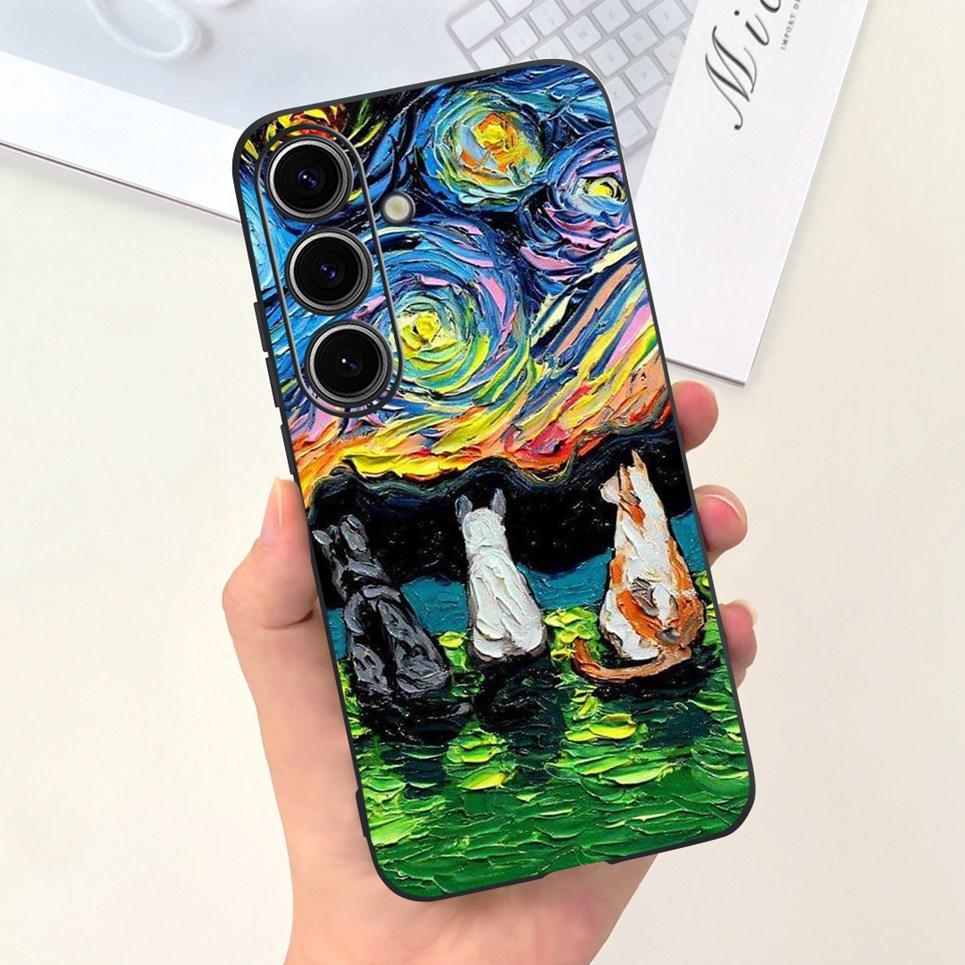 For Samsung S24 Ultra S24 Plus Case For Samsung Galaxy S24 A24+ Phone Cover Cute Cat Moon Night Cow Soft Silicone Case Coque Bag