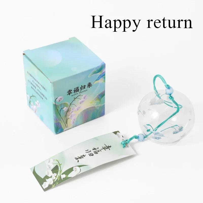 New Japanese Wind Chimes Handmade Glass Home Decoration Pendant Good Luck Wind Chimes Cartoon Cat Sakura Garden Window Bell Gift