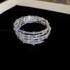 Pulsera coreana ajustable de flor de rombo de circón - Joyería elegante y versátil para mujer