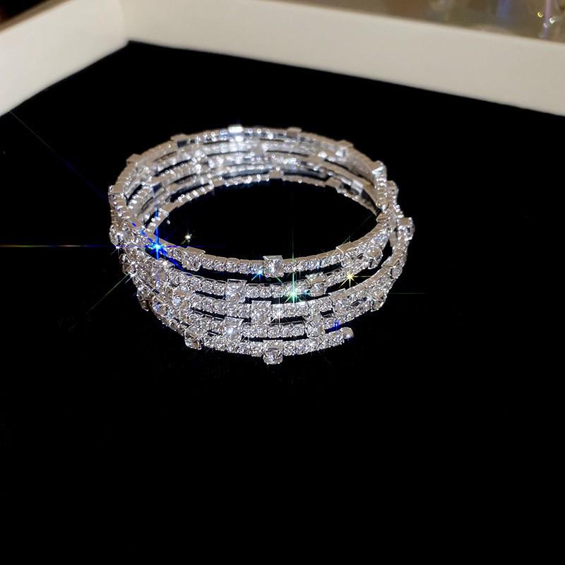 Pulsera coreana ajustable de flor de rombo de circón - Joyería elegante y versátil para mujer