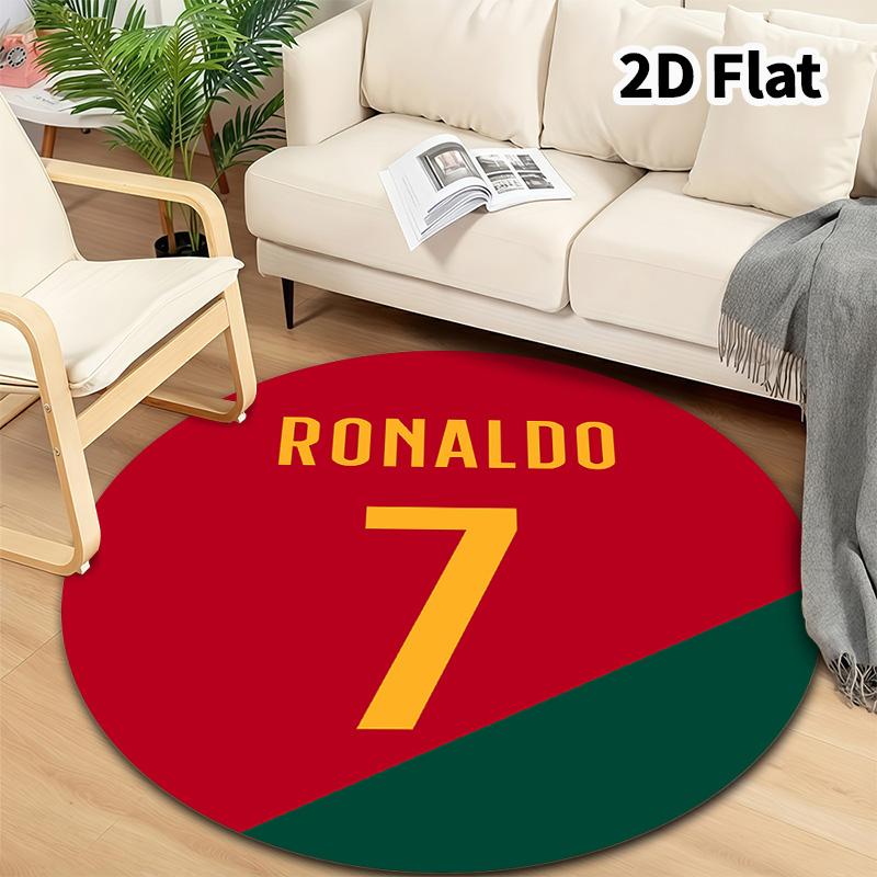 Cr7 Round Area Rug Carpet Rug For Living Room Bedroom Sofa Playroom Decor Nonslip Floor Mat