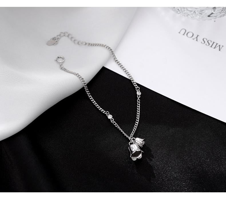 Banyan Tree S925 Silver Lily of the Valley Zircon Chain Bracelet for Women & Girls
