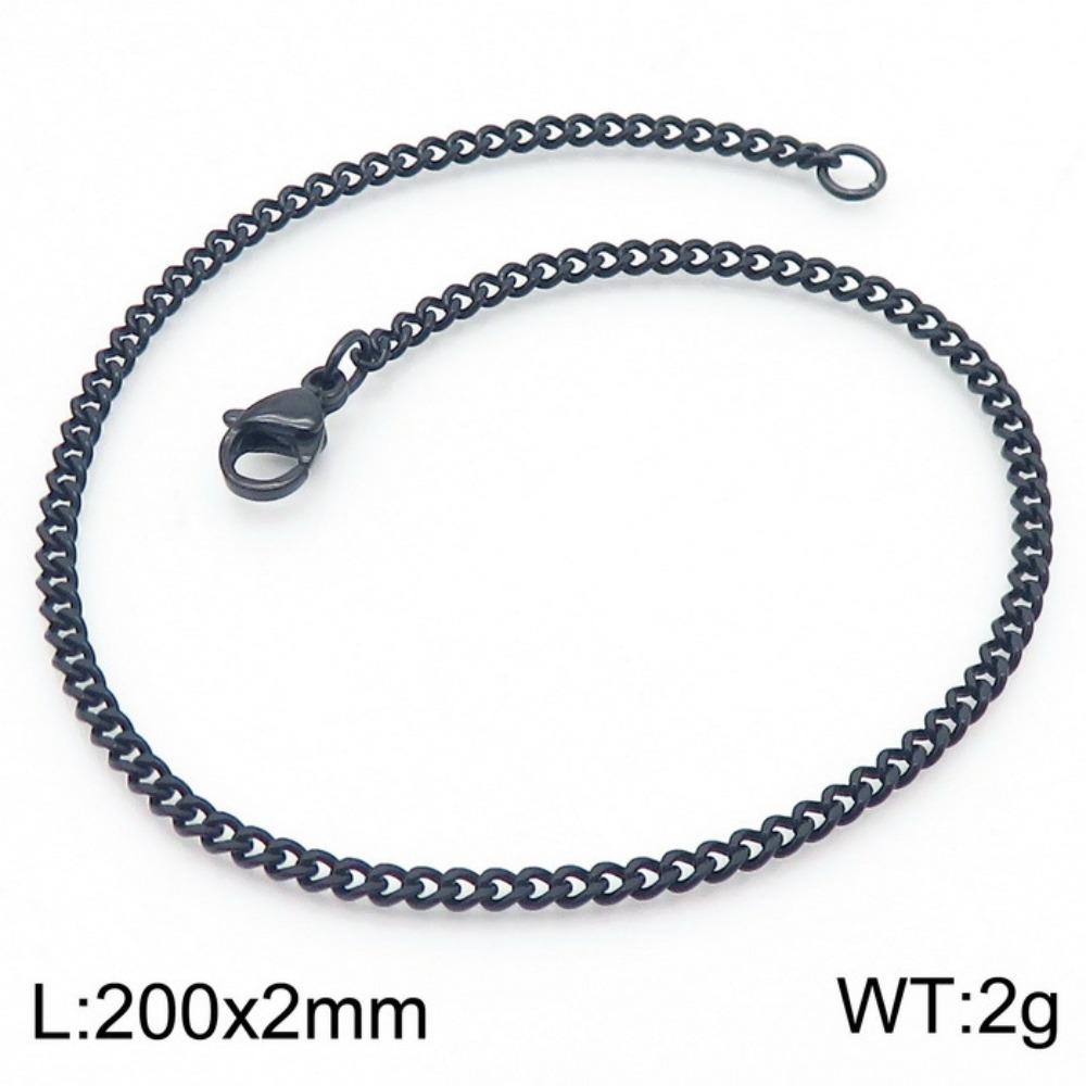 Jewelry Side Flat Chain Stainless Steel Chain, Simple Titanium Steel Men's Trend Hip-hop Bracelet Accessories