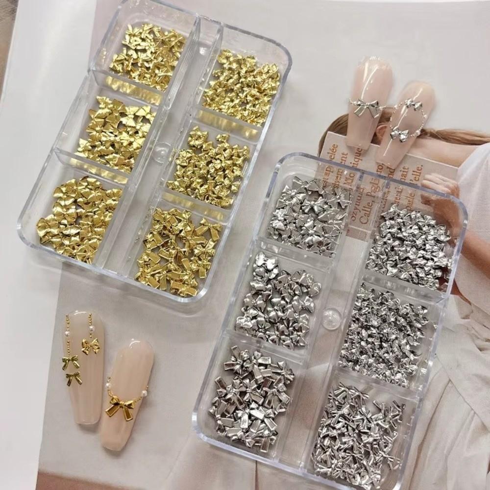 Approximately 150 Pcs DIY Manicure Nail Charms Gold Silver Color Nail Art Decorations