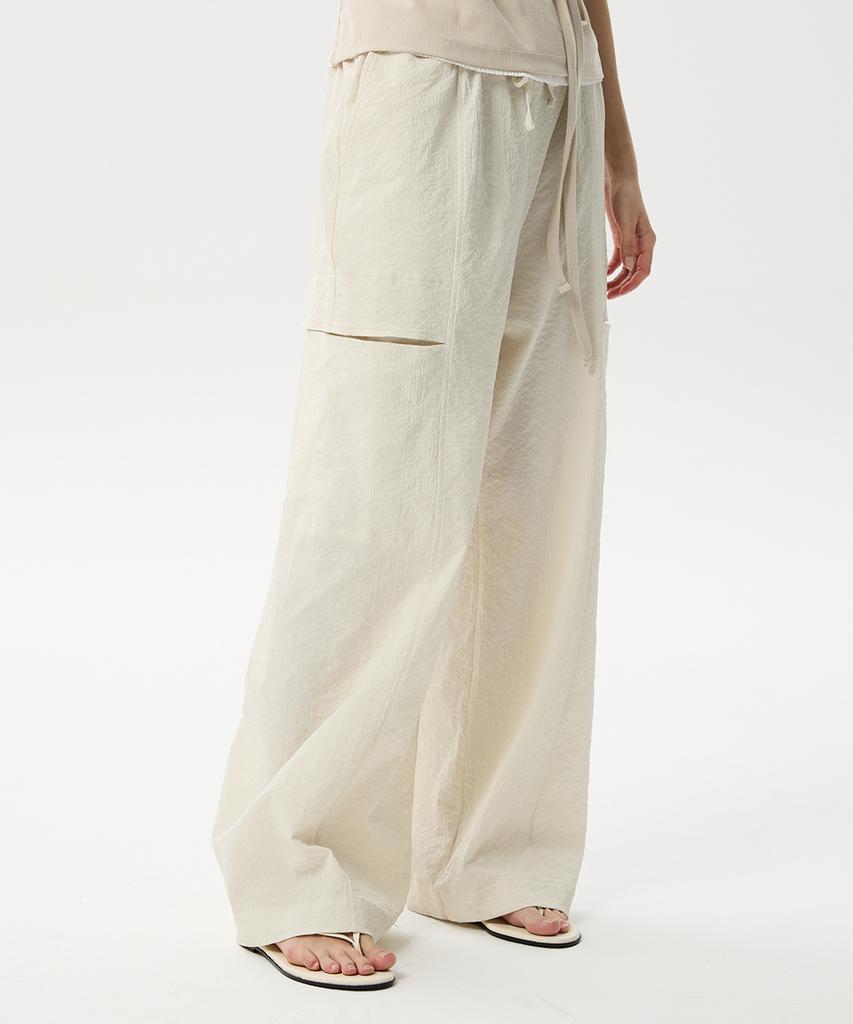 MIDNLOW Cut Line Wide Banding Pants(Ivory)