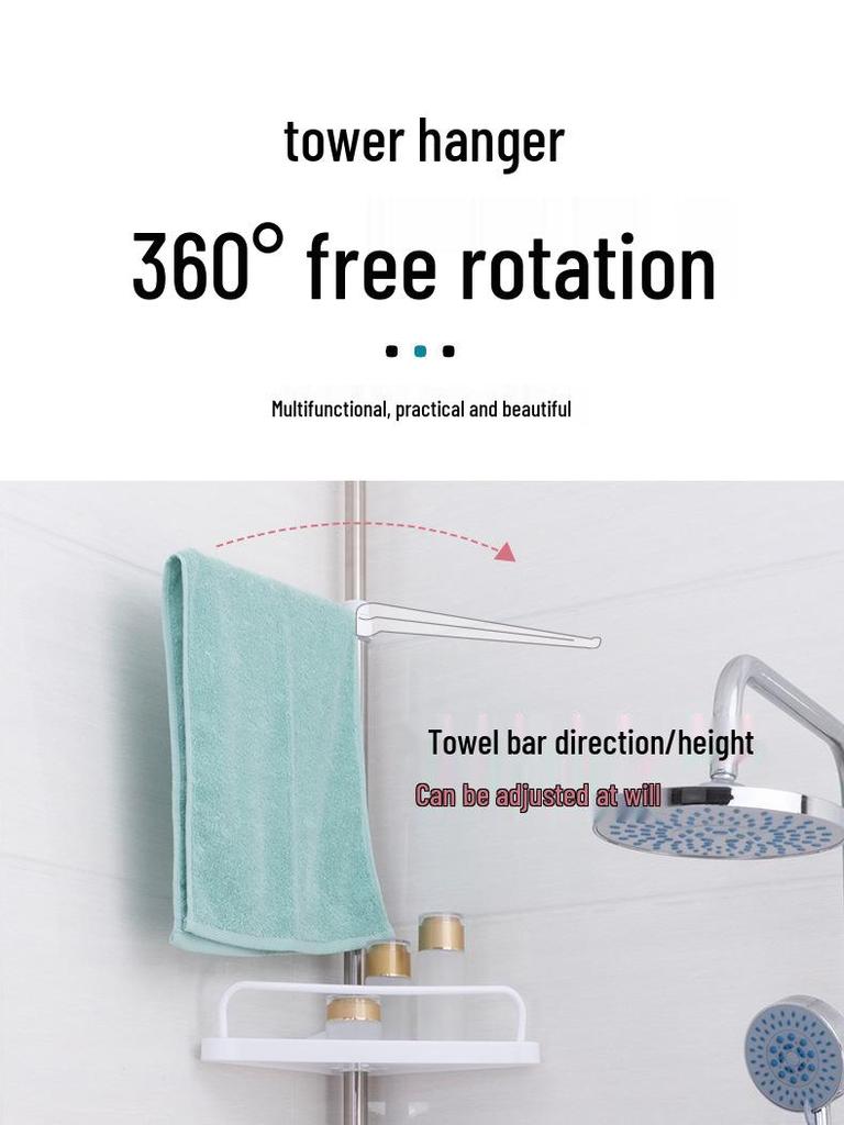 Punch-Free Corner Bathroom Storage Tower: Multi-Functional Floor-to-Ceiling Organizer