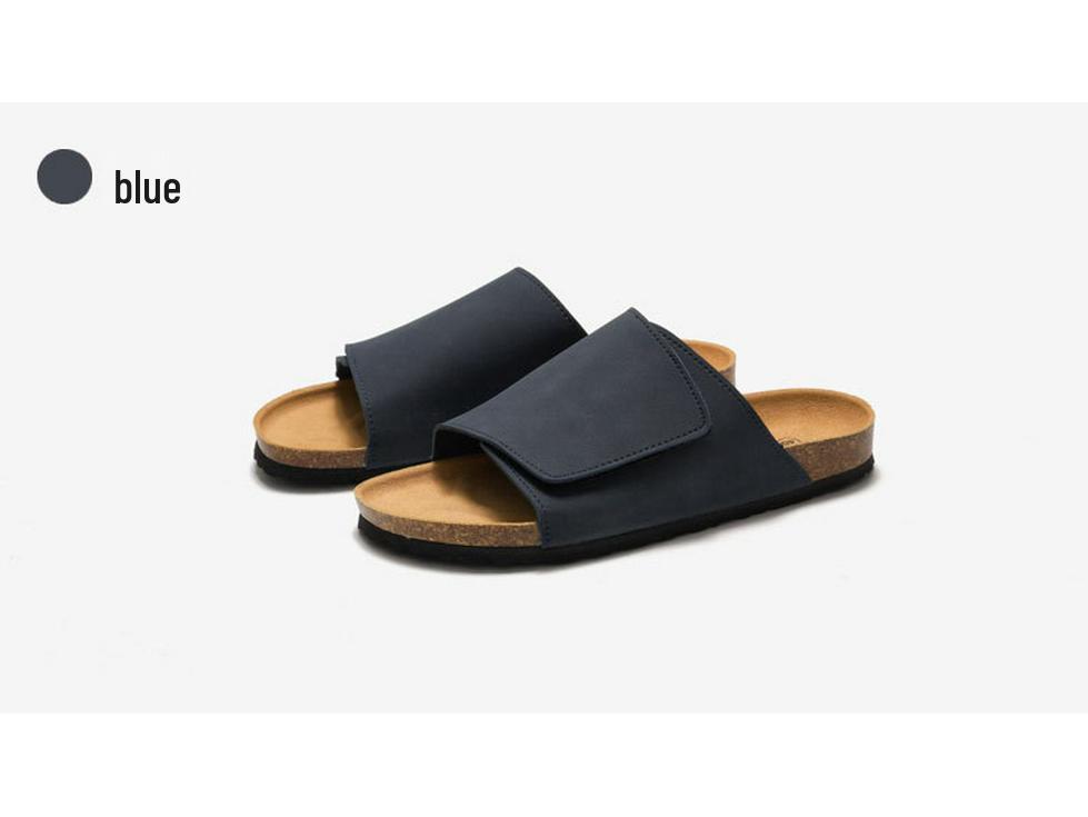 Ruizu Herren-Kork-Hausschuhe: Trendige Strand-Flip-Flops aus mattiertem Leder für Studenten