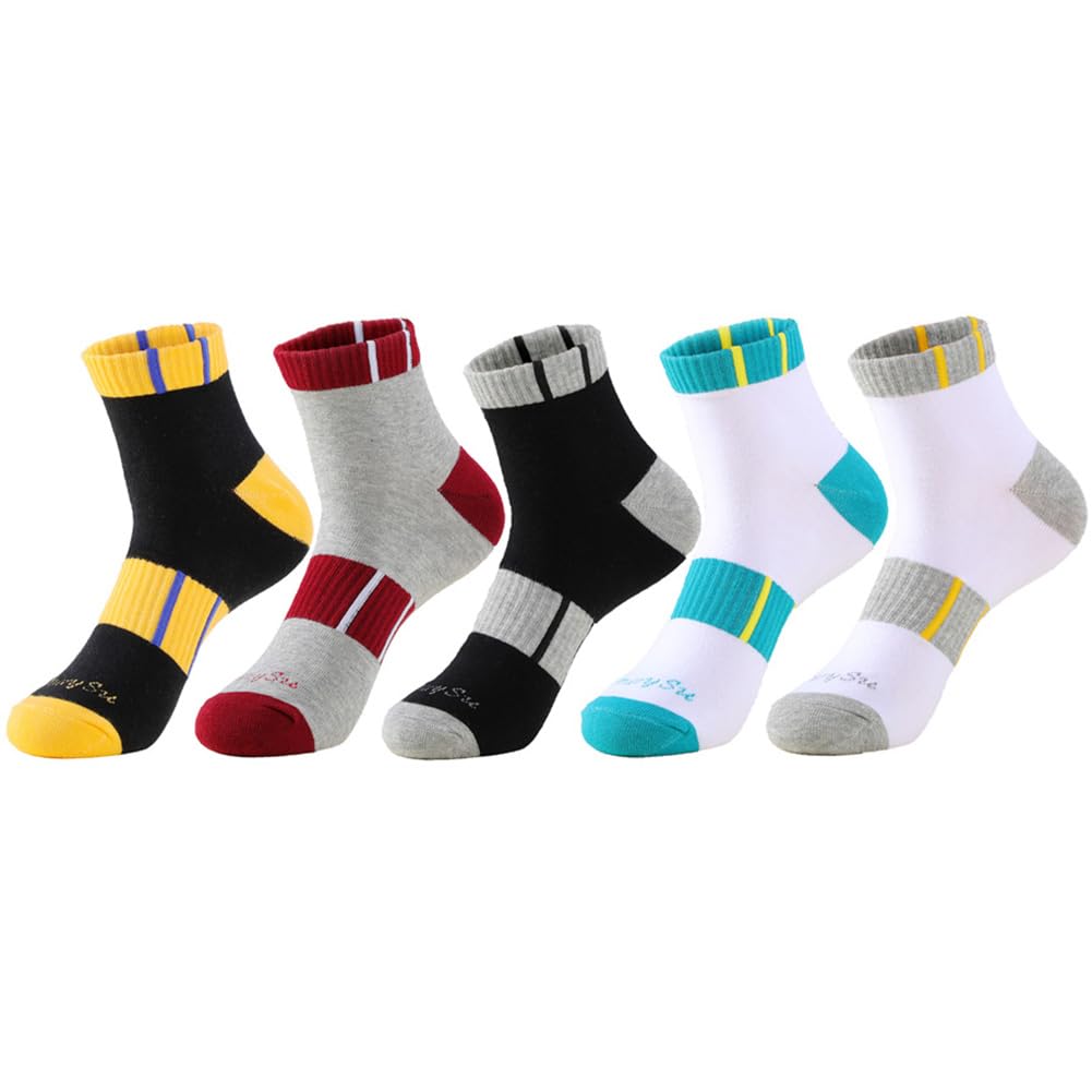 

Sumery Su Спортивные носки до щиколотки из чистого хлопка, слегка утолщенные, для всех, разноцветные в полоску и 5 мужских носков, сезоны, узор, влагоотводящие