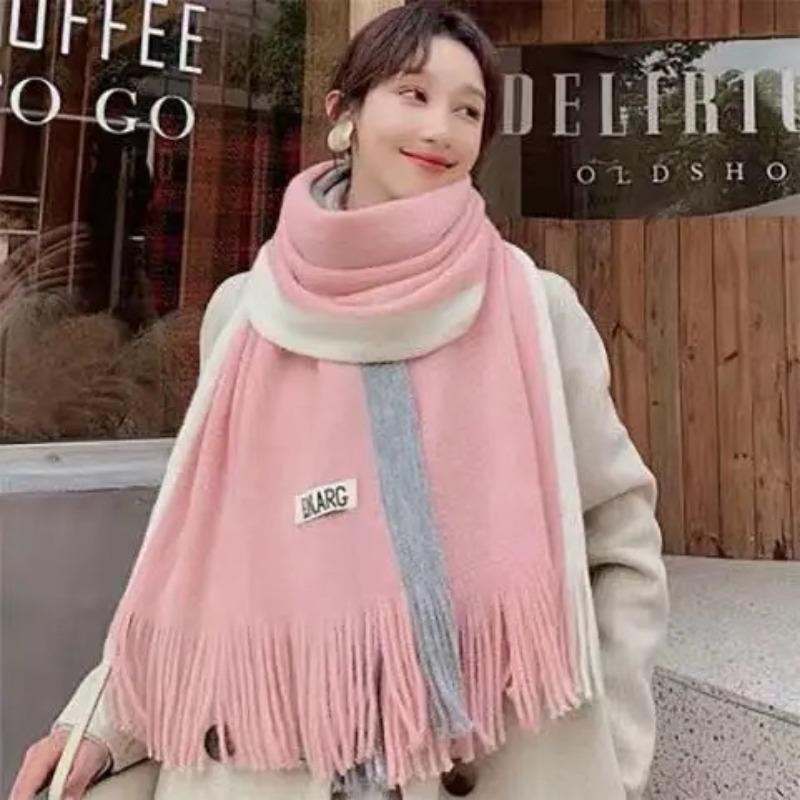 Tassel Couple Scarf Winter Long Thick Wool Student Scarf Women's Versatile Thickened Autumn and Winter Korean Style Scarf for Men