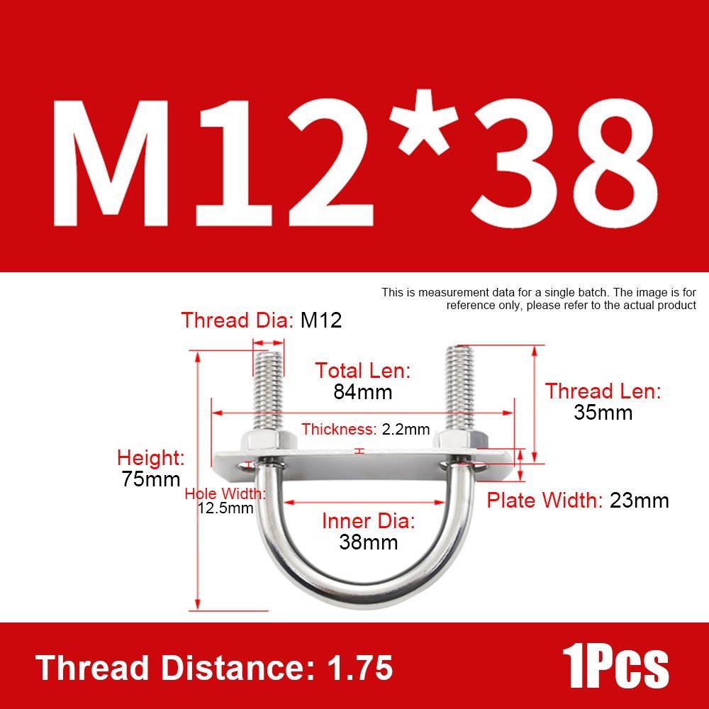 1Set 304 Stainless Steel Pipe U-clamp Screws Right Angle U-bolt Durable Round Bolt  for Round Tube