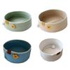 Round Cat Bed Basket Cotton Rope Woven Pet Bed with Cute Flower Toy Ball Breathable Cat Basket for All Seasons