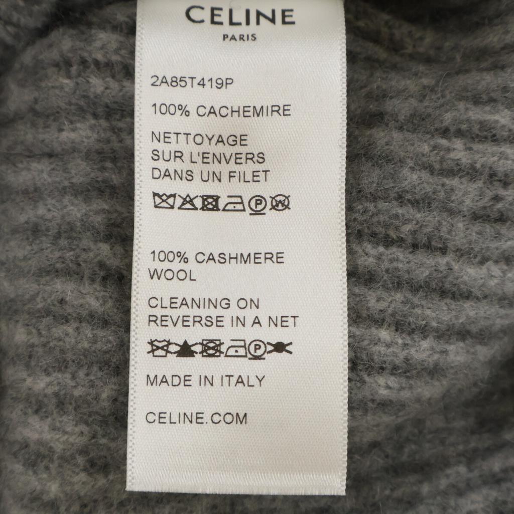 CELINE Gray 2A85T419P Turtleneck Cropped Cashmere Knit Sweater tops XS grayUsed