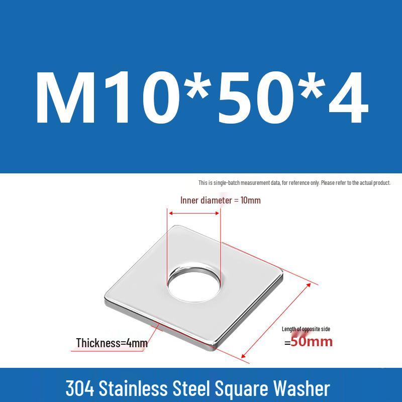 304 Stainless Steel Thickened Square Washer for Curtain Wall (M4-M16)