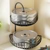2-Tier Countertop Fruit Basket & Vegetable Storage Organizer | Metal Wire Kitchen Produce Stand for Garlic, Onions & Snacks