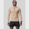 Men's Solid Color Velvet High Collar Half-Zip Training T-Shirt
