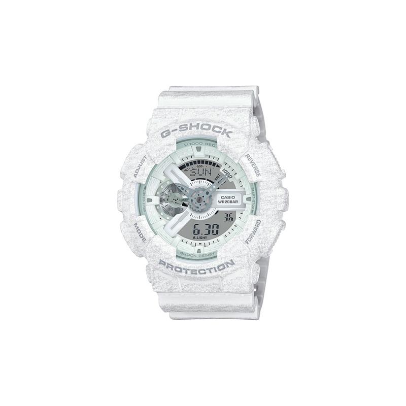

Casio G-SHOCK series theme series knitted texture fashion trend street classic pointer dual display dial waterproof movement quartz GA-110HT-7A білий