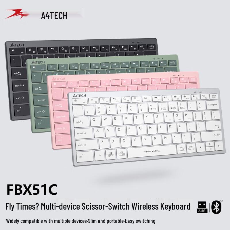 A4Tech FBX51C 78-Key Wireless Bluetooth Silent Keyboard