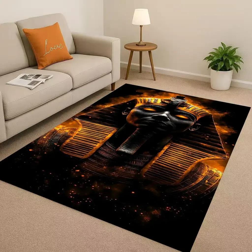 Retro Dead God Anubis Pharaoh Ancient Egypt Cartoon Living Room Non-Slip Area Rug Carpet For Bedroom Playroom Sofa,Home Doormat