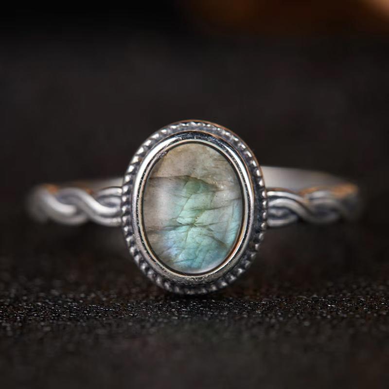 Pierścionek ze srebra sterlingowego z czarnym onykssem Vintage Prosty minimalistyczny styl Okrągły kształt Kamień naturalny Czarny pierścionek Biżuteria dla kobiet