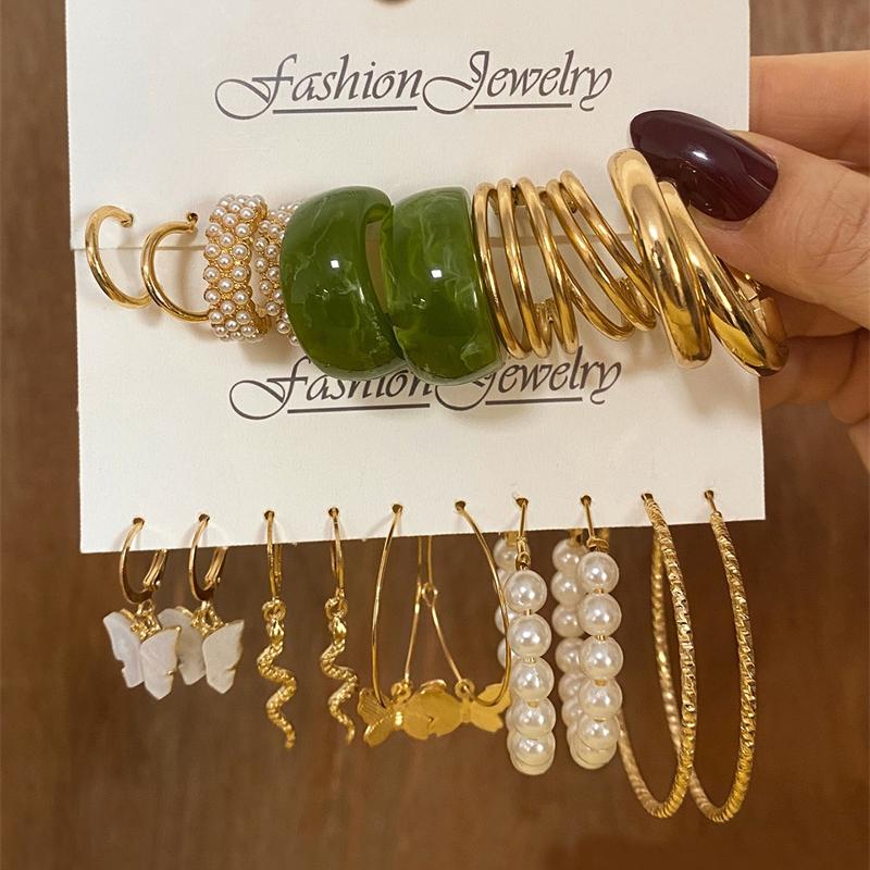 Metal Earrings Set Wholesale Trendy Colorful Butterfly Vintage Earring Set For Women Elegant Heart Dangle Wedding Party Jewelry
