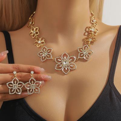 Luxury Jewelry Necklace Women'S High-End Dinner Party Wedding Dress Full Of Diamond Earrings Jewelry Suit Women