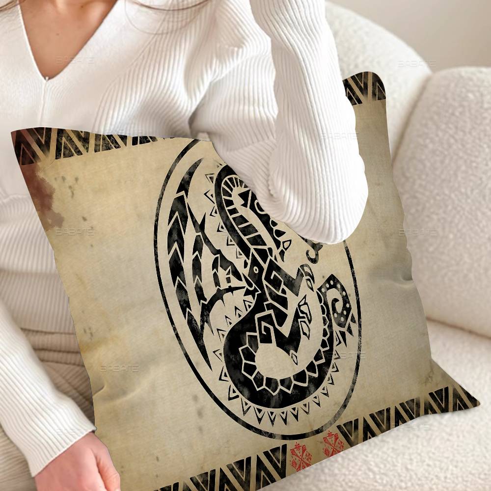 M-Monster H-Hunter Game Office Cushion Pillowcase Car Cushion Cover45X45CM Lumbar Pillowcase Sofa Pillowcover 12x12Inch