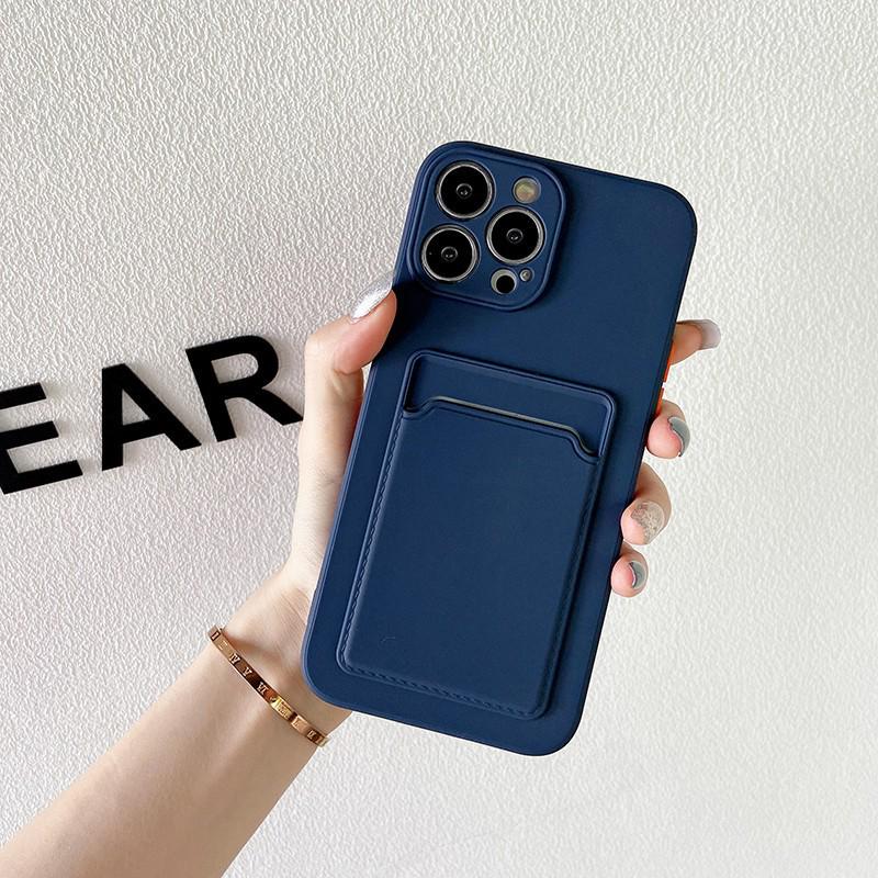 iPhone 16 Skin-Feel Card Holder Case - Pure Color, 13/15 Pro Max Slot, Protective Cover iPhone 17 Air