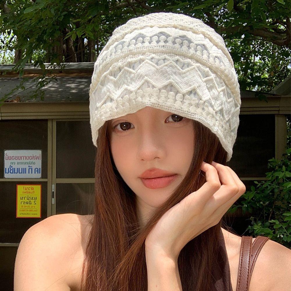 Breathable Beanies Hat Spicy Girl Knitted Hat Retro Sunscreen Cap Spring and Summer