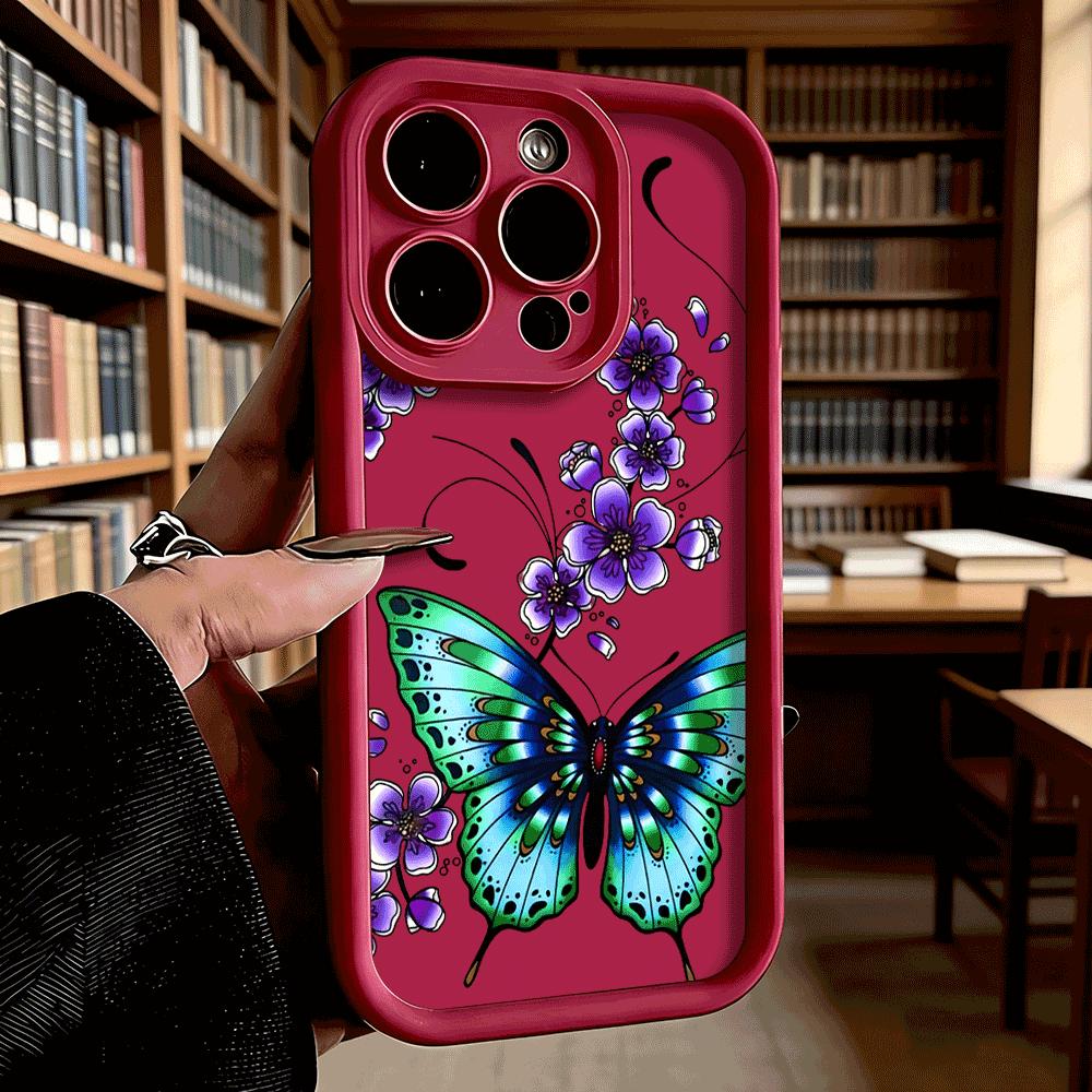 Blue Butterfly Purple Flower Art Soft Shockproof Case For Xiaomi Redmi Note 15 14 13 12 11 Pro Anti-Fall Protective Back Cover