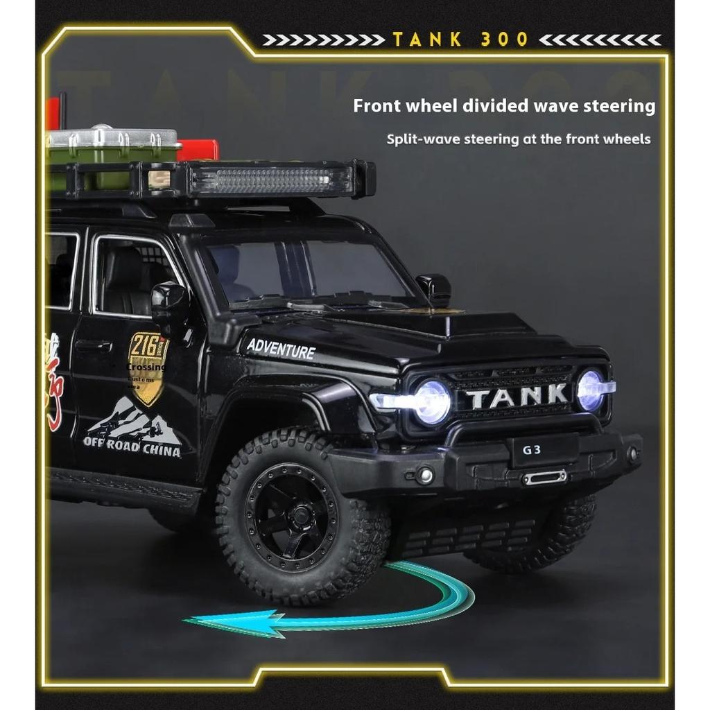 1/24 TANK 300 Modifizierte Version des Geländewagens Legierungsauto Diecast Modell Simulation Sammelmodell Kinder Geburtstagsspielzeug Geschenk