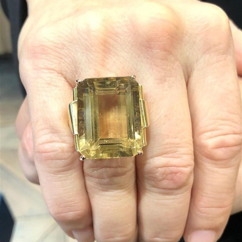 

FDLK Ретро женские винтажные украшения принцессы огранки желтые стразы антикварное предложение подарочные кольца свадебное обручальное кольцо размер 5-12