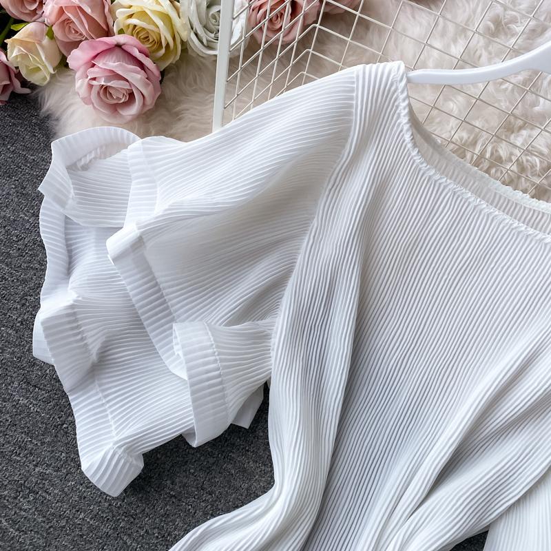 French Bellflower Fairy Mori Lotus Leaf Big Trumpet Sleeve Pleated Dress Mopping the Floor and Swinging Temperament Long Dress