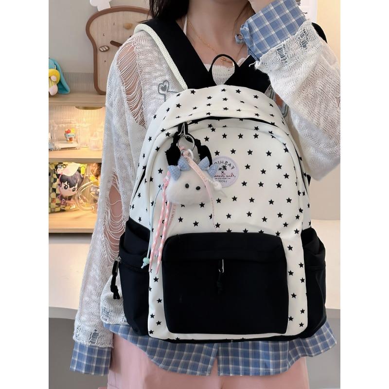 High value, fresh and sweet, contrasting colors, splicing stars, backpack, lightweight backpack for junior high school students