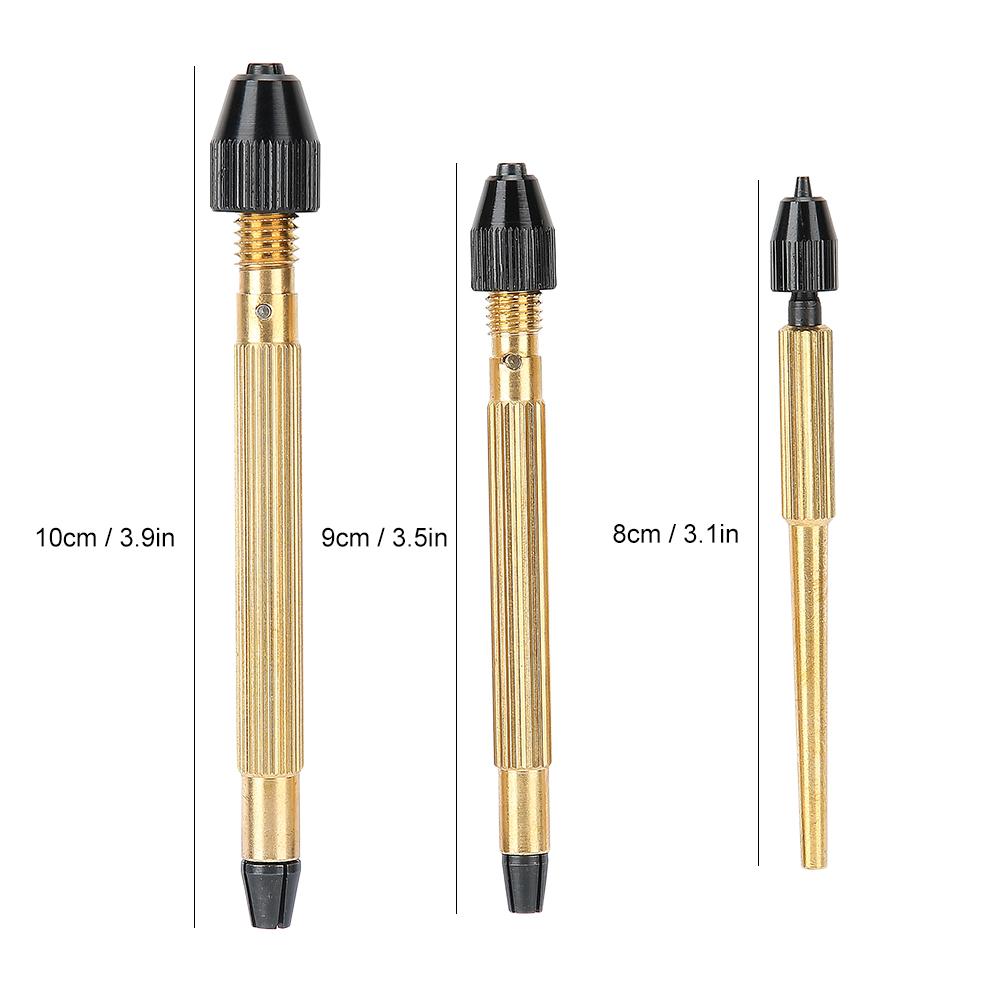 3pcs Copper Pin Vise Twisted Drill Bit Hand Drill Watch Repairing Tool Accessory