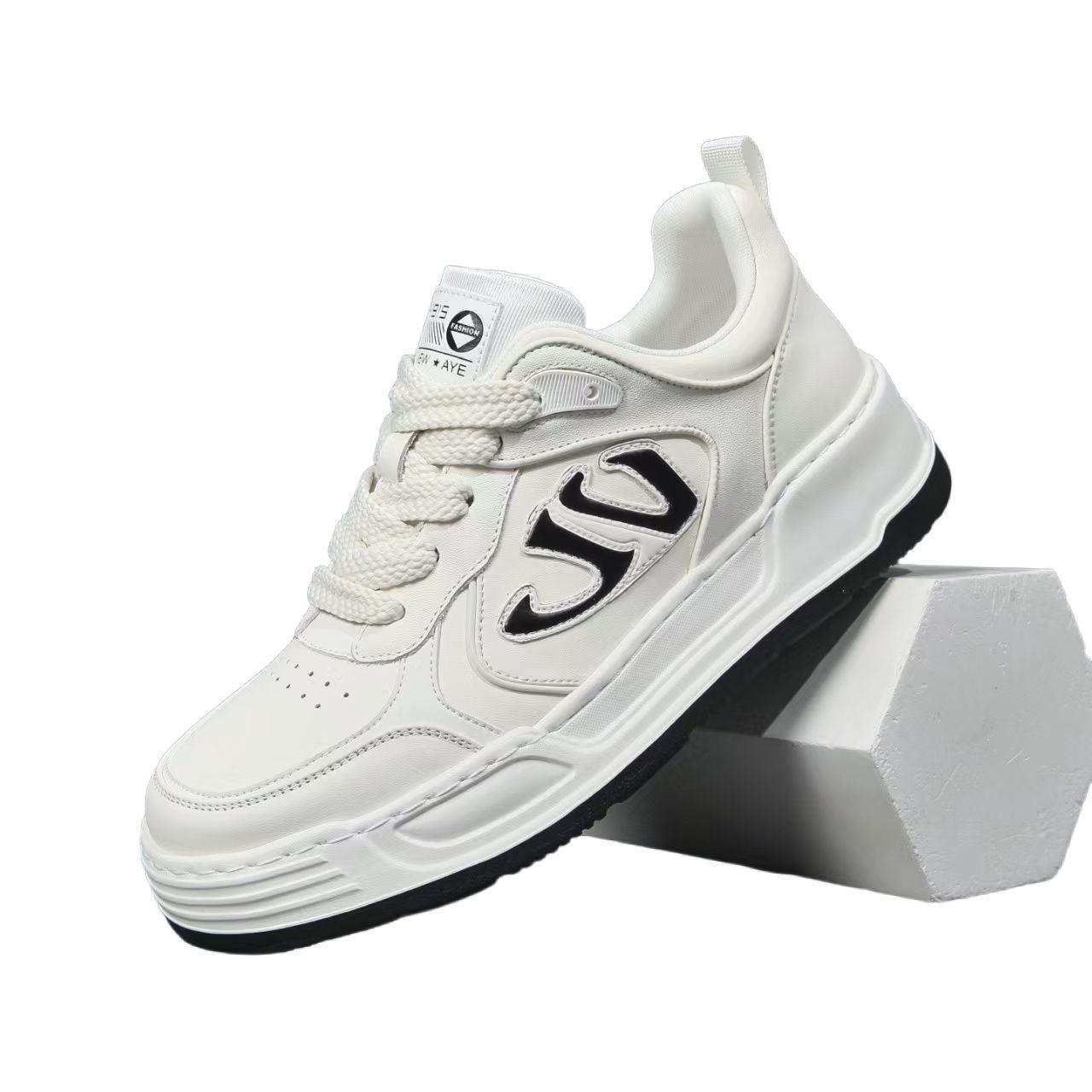 

Men s 2025 White Leather Skate Sneakers - High-End, Soft Sole, Breathable, Trendy Casual Shoes 41 білий
