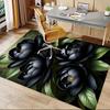 1PC Black Magnolia Flowers Non-Slip Floor Carpet Compatible for Office&Living Room&Bedroom&Dining Room - Flat-Weave Machine-W318