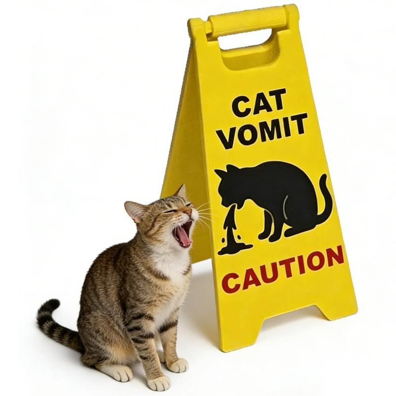 1Pc Cats Vomit Caution Signs Cats Vomits Warning Signs Desk Decorations Funny Novelty Cats Vomit Signs for Home Decors