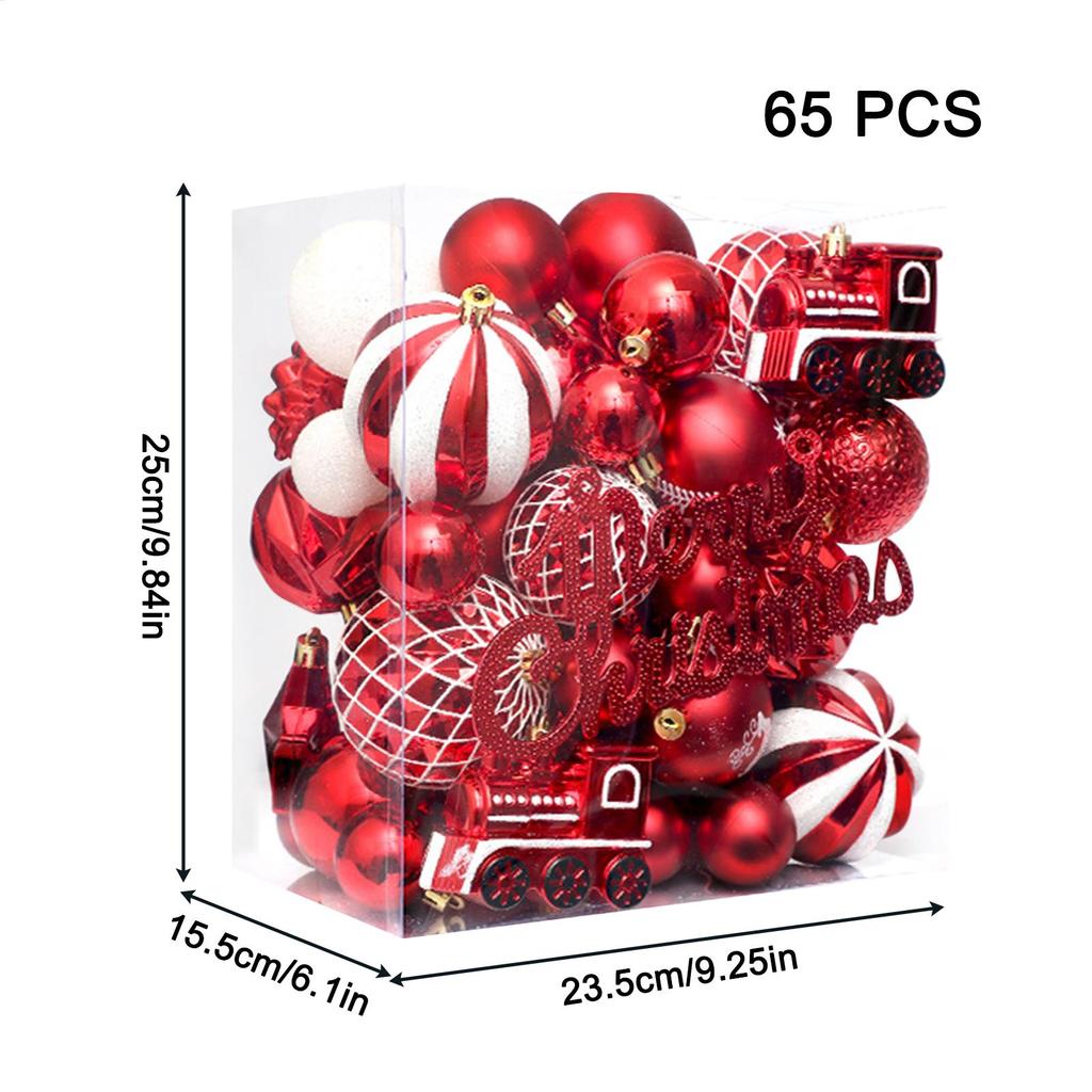 Julgranskulor Splittåliga Juldekorationer för Gran 65 Stycken Festliga Dekoration Hängen för Vinterhögtider