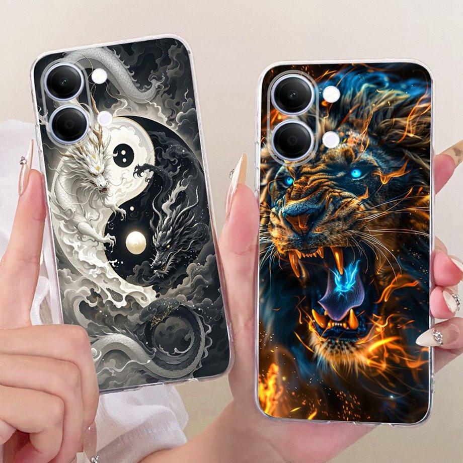 For Vivo Y05 Y11D 4G / Vivo Y11 5G Y21 5G Phone Case Soft Silicone Clera Cover Butterfly Dragon Cat Floral Painting Bumper Funda