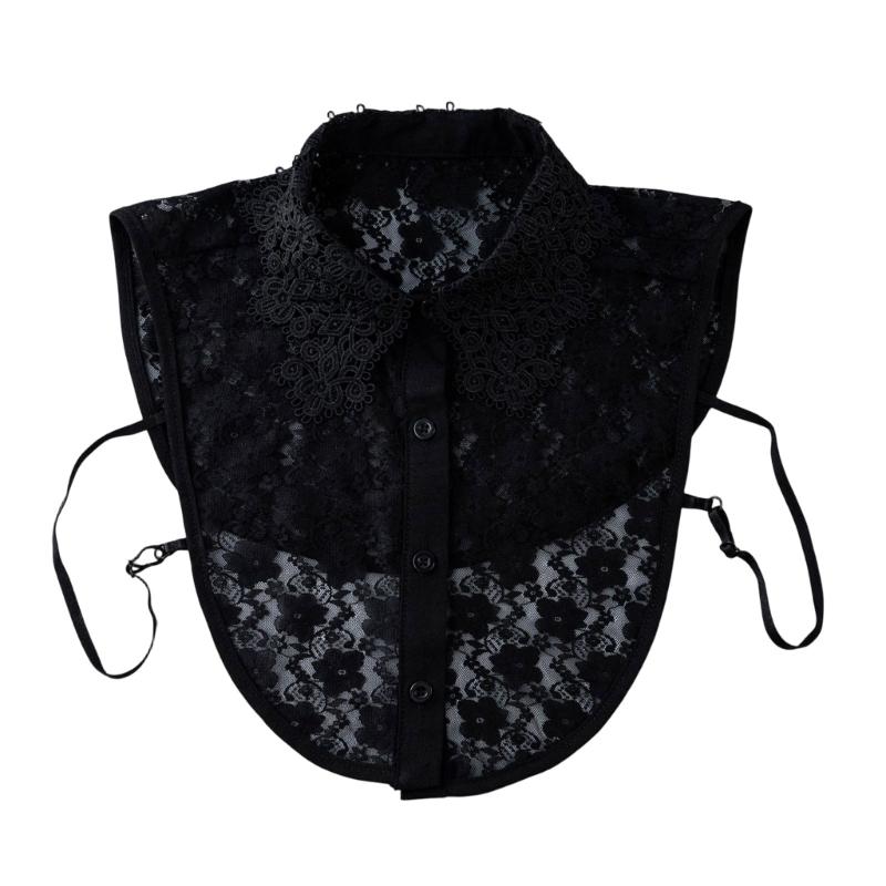 Abnehmbarer Spitzenkragen mit floraler Stickerei Falscher Kragen Stilvolles Halsstück Halbe Hemden Blusen Oberteile Modeaccessoires