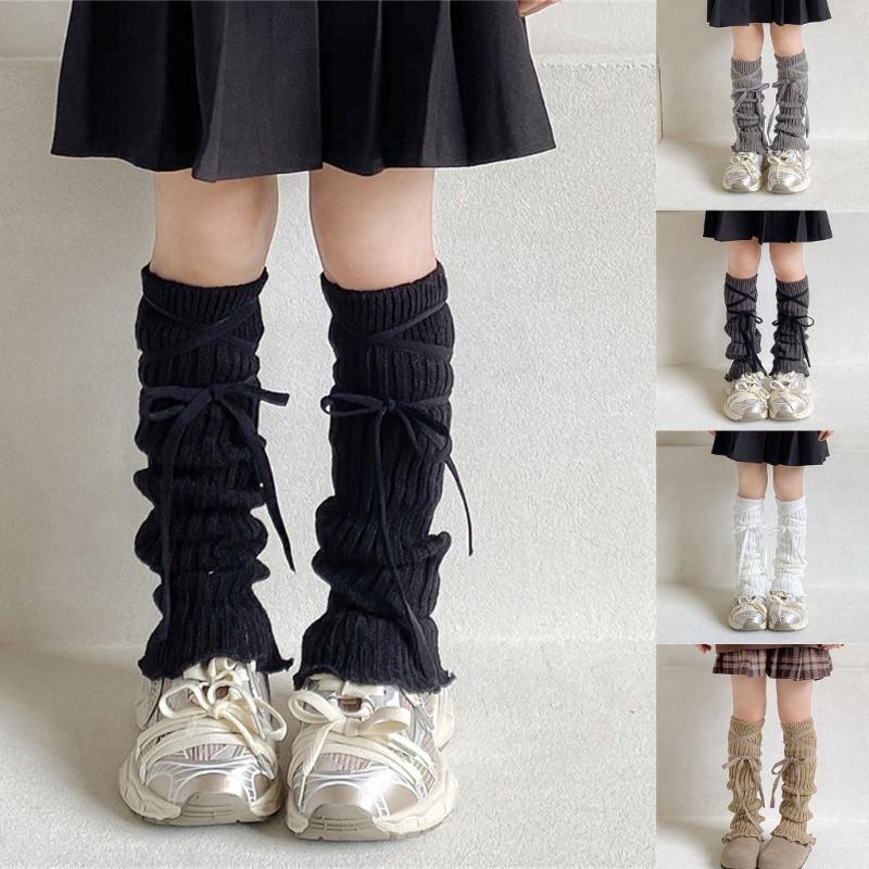 Sock Sleeves Fashionable Tie Bowknot Girls Stackable Socks Comfortable Leg Cover for Daily Wear and Parties