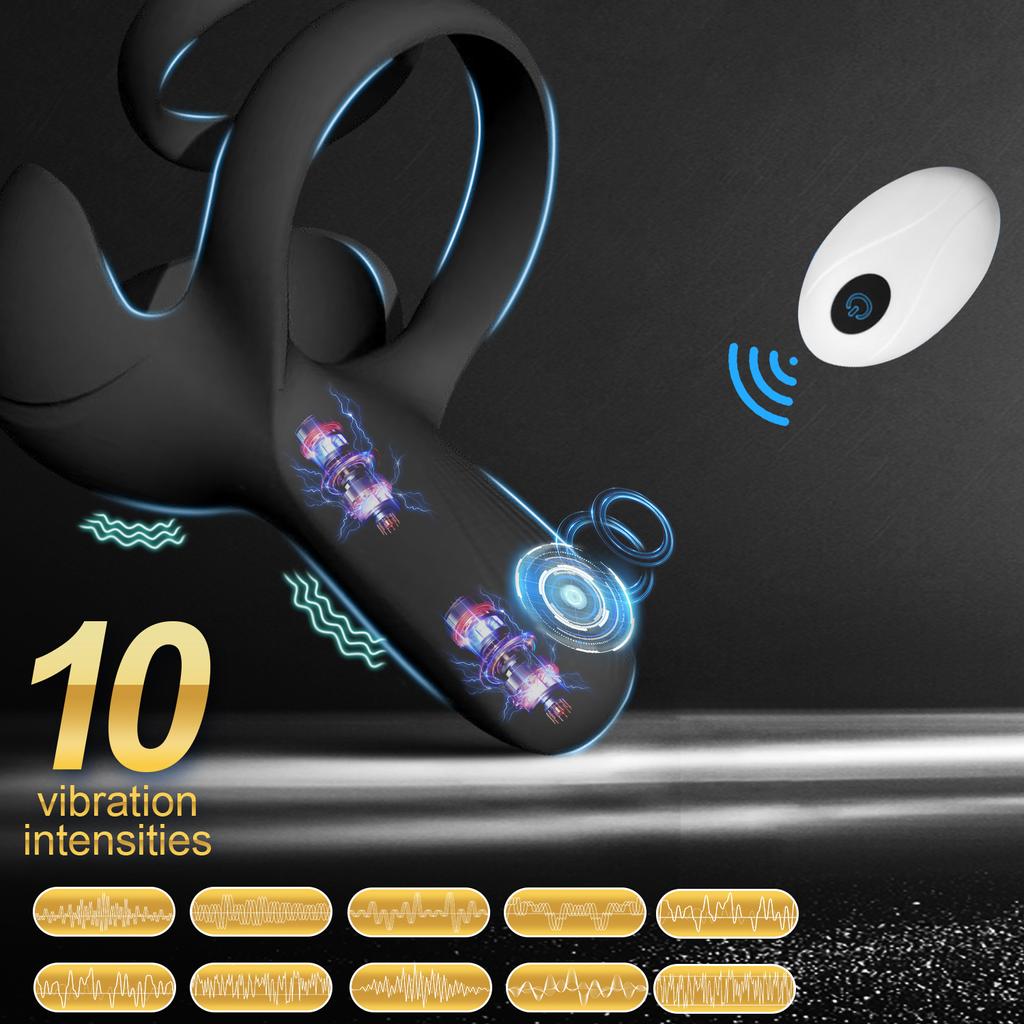 Vibrierender Penisring-Stimulator, Penisring-Vibrator aus Silikon, Sexspielzeug für Männer, Doppelmotoren, 9 Vibrationen, Fernbedienung, Sexspielzeug für männliche Paare