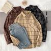 Blouses Coat for WomenCasual Oversize Plaid Loose Long Sleeve Shirt Top