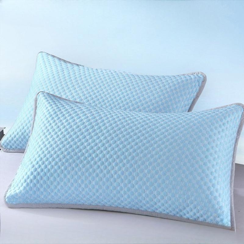 Summer Ice Silk Pillowcase Solid Color Breathable Ice Bean Fabric Cooling Bed Pillow Cover for Home Machine Washable Bedding