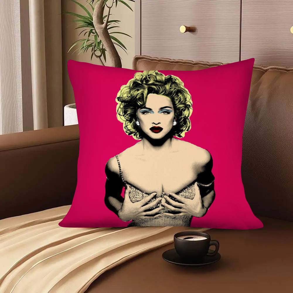 1Pc American Female Singer M-Madonna Pillow Case Fashion Square Pillowcase Bedroom Sofa Room Ins Decoration Leisure