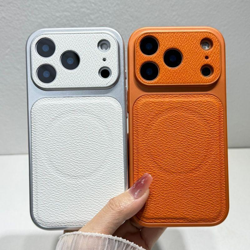 For Magsafe Magnetic Fashion Matte Leather Phone Case For iPhone 17 16 15 14 13 Pro Max Plus Instantly Turn 17 Big Window Cover
