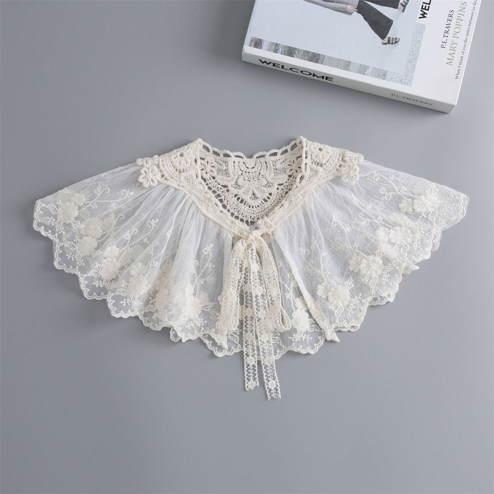 Cape Blouse False Collars Floral Small Shawl Retro Embroidered Lace Fake Collar Clothes Decoration