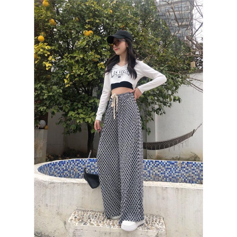 VEZFAA Women's Fashion Casual Plaid Print High Waist Trousers Pants & Capris